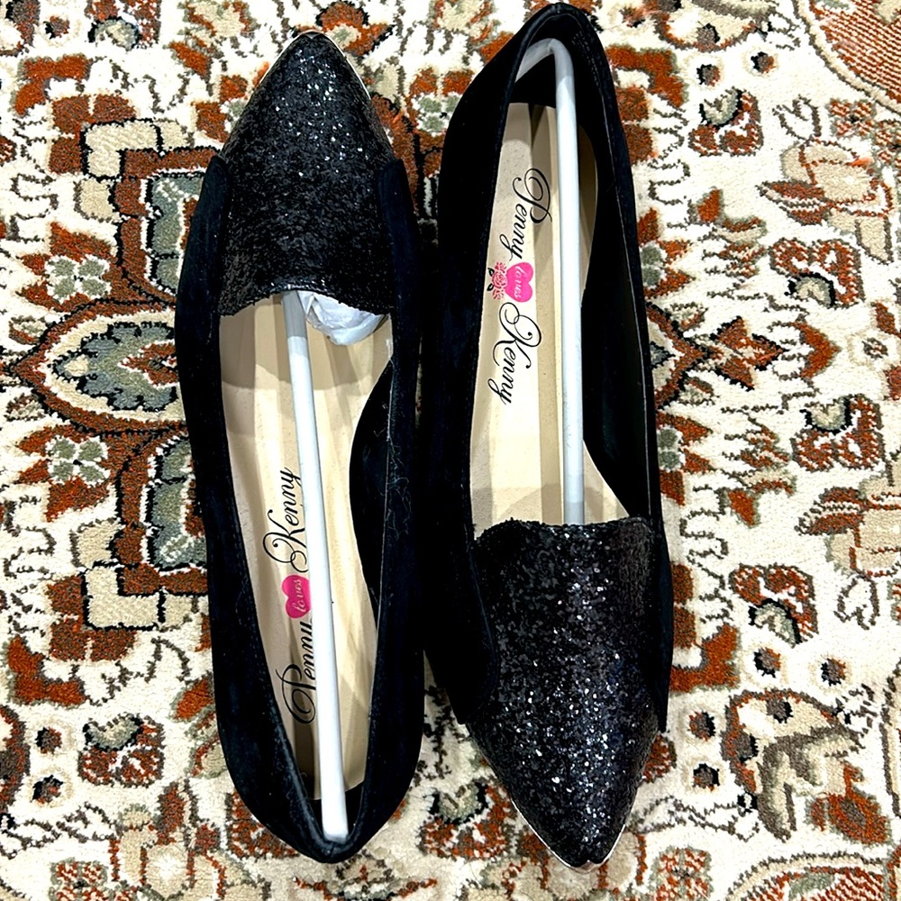 New Penny Loves Kenny Black Glitter Flats